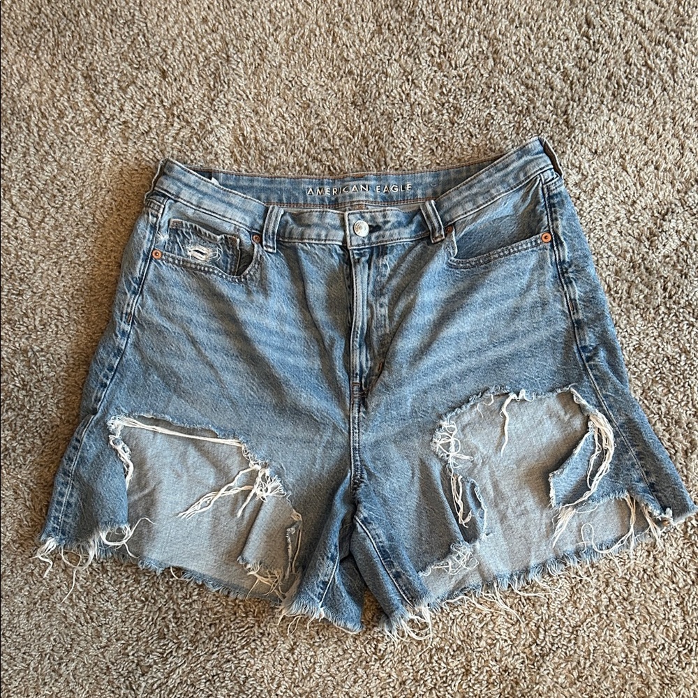 American Eagle Outfitters Light Blue Distressed Denim Cutoff Shorts